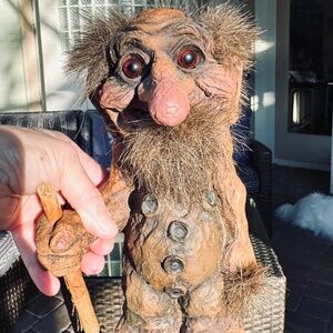 Whimsical Nyform Grandfather Troll with Walking Stick